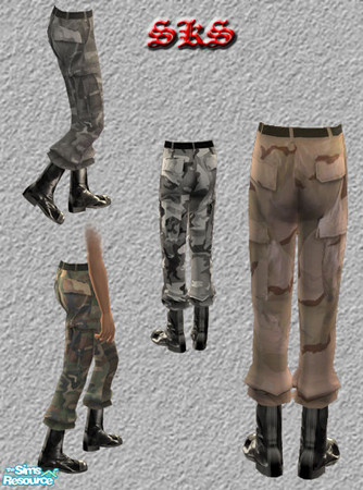 Sims 2 — AMB_SKS_Bloused-Camo-Set by 71robert13 — US Military BDU Camouflage Trousers Suitable for combat in any Terrain.