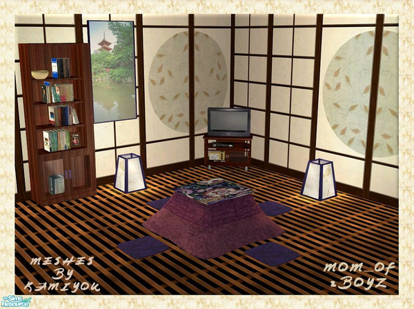 Sims 2 — Kotatsu Living Room RC by mom_of2boyz — This is a recolor of The Kotatsu Living Room by kamiyou. The painting is