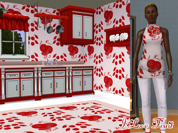 Sims 3 — I love Fruit by stori_64 — pattern with fruit reading I love fruit