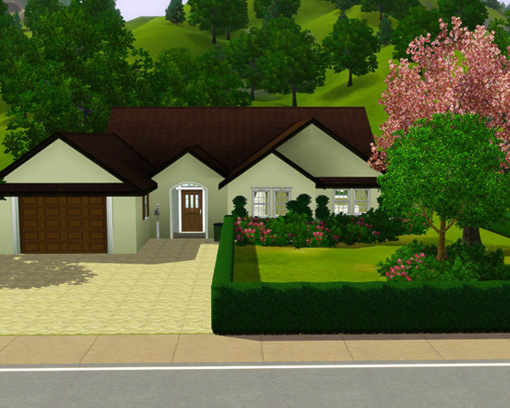 Sims 3 — Traditional Bungalow Five by sandrakorb — This lovely bungalow has a single car garage and nicely landscaped