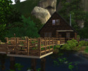 Sims 3 — Cabin Bohemia by jellybob — In the midst of lush flora and fauna against a gushing waterfall backdrop, yet far