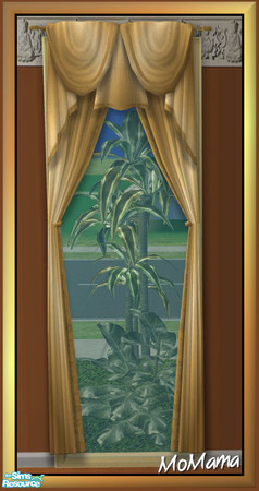 Sims 2 — NK Golden East Bedroom - Curtain by MoMama — A curtain of gold and cream.