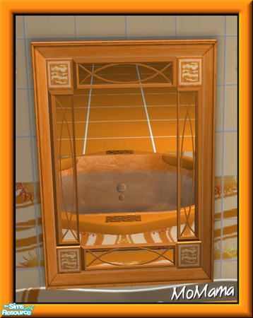 Sims 2 — NK Sunshine Bath - Mirror by MoMama — A bright orange mirror with little sunshine squares.