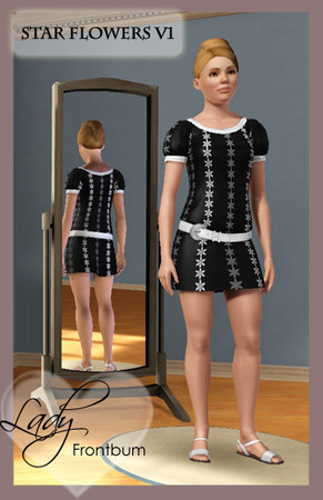 Sims 3 — Star Flowers v1 (ladyfb) by LadyFrontbum — Rows of pretty little star flowers. Works for clothing and also as