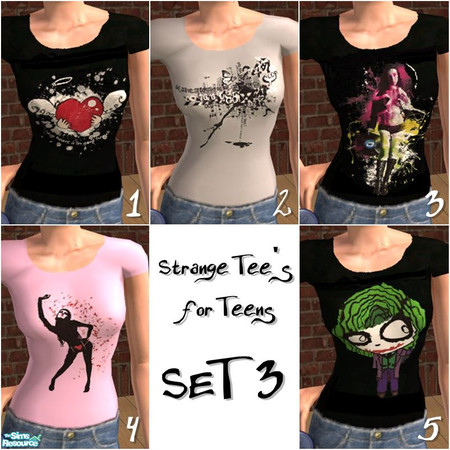 Sims 2 — Strange Tee\'s for Teens SET 3 by da_sweet_alex — Strange Tee\'s for Teens SET 3 includes 5 Strange Tees :P no