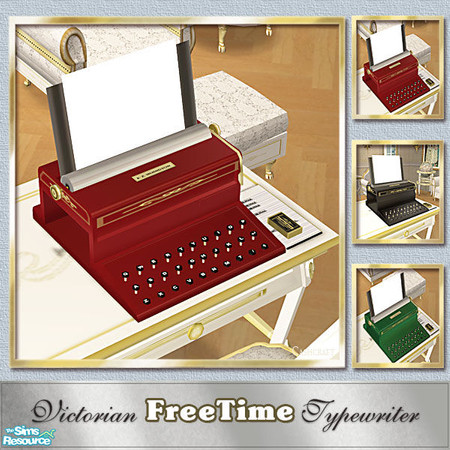 Sims 2 — FreeTime Victorian Typewriter - Red Recol by Cashcraft — Update to an old favorite--Vintage Victorian