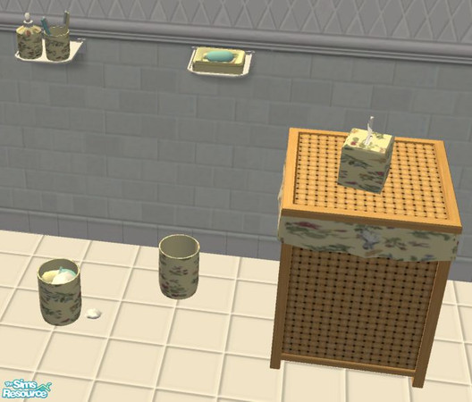 Sims 2 — D2DTC45 - Windkeeper\'s Bathroom Stuff: Floral by D2Diamond — This file will re-color the sink stuff, trash