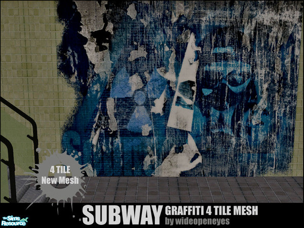 Sims 2 — Subway Graffiti - 4 Tile Mesh by wideopeneyes — What Subway is complete without some Graffiti to liven up the
