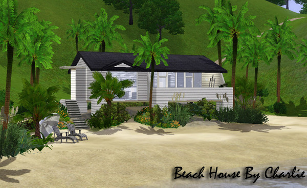 Sims 3 — Beach House by Szarli — This is small house. For 2 sims. There is 1 bedroom, 1 bathroom, kitchen, livingroom and