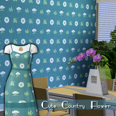 Sims 3 — kipTSR-Cute Country Flower by kittyispretty69 — A lovely flower and leaf pattern with a fabric texture. Four