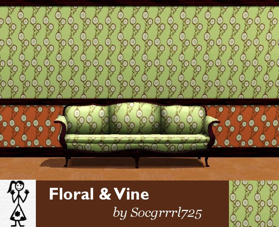Sims 3 — Floral & Vine by socgrrrl725 — Floral and Vine pattern w/3 colorable palettes