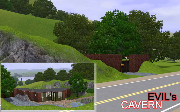Sims 3 — Evil's Cavern by infohata — Rebuilding Riverview: Evil's Cavern - Hidden in a hill so perfectly, that if not the