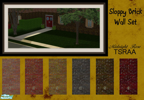 Sims 2 — MRC Sloppy Brick Walls by MidnightRose — Sloppy Brick Walls for your \"older\" buildings. Mortar