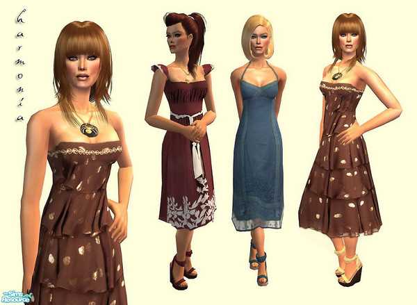 Sims 2 — Juicy Maxi Dresses by Harmonia — 