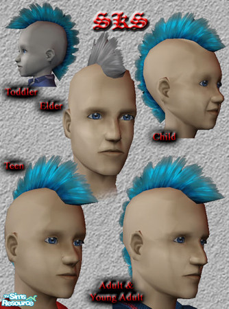 Sims 2 — SKS_Med_Shaved_Hawk-Ice by 71robert13 — A medium/standard hight mohawk in cool as ice blue. Cataloged in custom