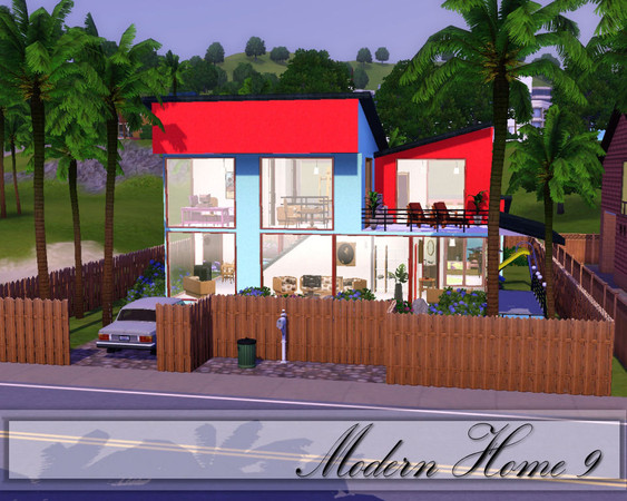 Sims 3 — Modern Home 9 by TSR Archive — This home has 1 bedroom, kitchen and livingroom on the groundfloor. Upstairs are