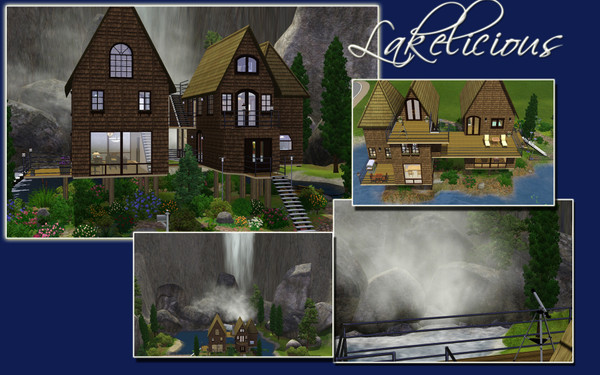 Sims 3 — Lakelicious by andesf — This beautiful stilted lake out resides on its own lake with a thunder waterfall as a