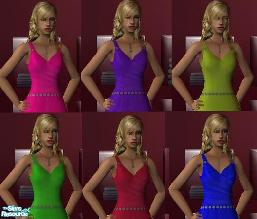 Sims 2 — Jeweled Dresses by Smossie — These are six vibrantly colored jeweled dresses designed for adult females.