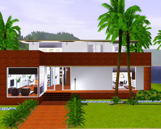 Sims 3 — Modern Beach House Two by sandrakorb — This ultra modern property is well suited for a small family or perhaps