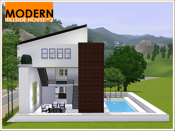 Sims 3 — Modern Hillside House 2 by Leomo — This second Modern Hillside House is designed to bring the outside inside and