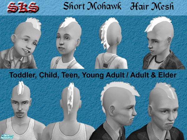 Sims 2 — Mesh_SKS_ShortShaved_Hawk by 71robert13 — A slightly Mussy short mohawk mesh for males of all ages. Specialy