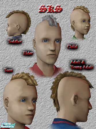Sims 2 — SKS_ShortShaved_Hawk_Blond by 71robert13 — A short cropped blond mohawk, correctly color binned for cataloging.