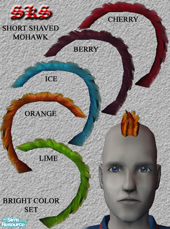 Sims 2 — SKS_Short_Shaved_Hawk-Bright-set by 71robert13 — This set of short mohawks contains 5 brilliant colors, binned