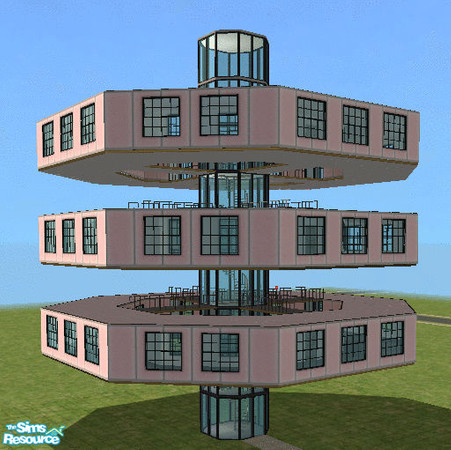 Sims 2 — Spacestation 34-KF (pink version) by loopyproductions — A spacestation with three rings, each ring has one