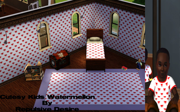 Sims 3 — Cutesy Kids Watermelons by RepulsiveDesire — Cute pattern of watermelons. Made for the child Sims (but of course