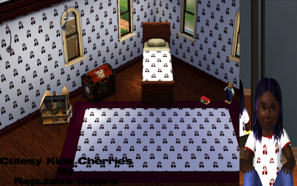 Sims 3 — Cutesy Kids Cherries by RepulsiveDesire — Cute pattern of cherries. Made for the child Sims (but of course can