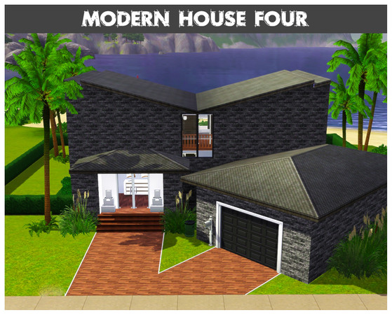 Sims 3 — Modern House Four by sandrakorb — This ultra modern and stylish house has a garage for a single car and a