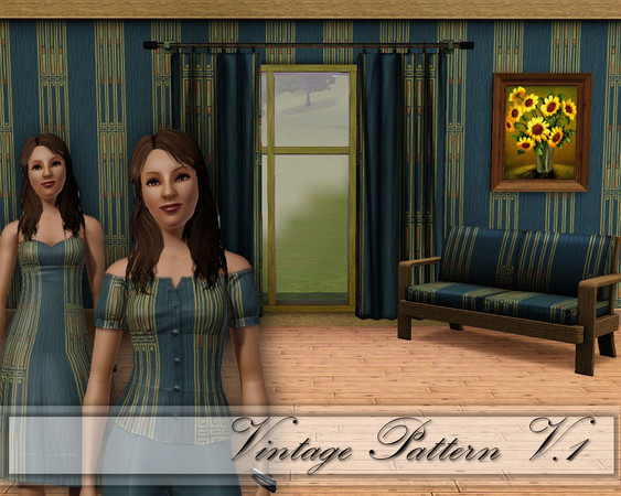 Sims 3 — CD_Vintage Pattern 1 - version 1 by TSR Archive — Pattern based on an old wallpaper from 1910 with texture