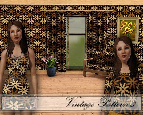 Sims 3 — CD_Vintage Pattern 3 by TSR Archive — Pattern based on an old wallpaper from 1960 with texture effect