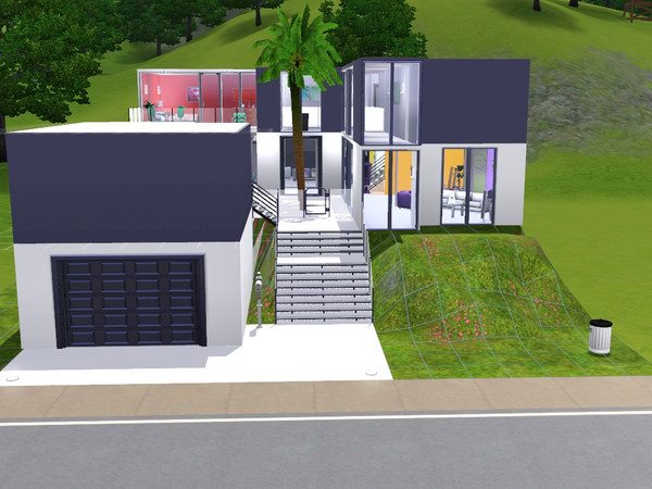 Sims 3 — Modern white house by Herenya — My first attempt on a modern house, be nice :P (the second floor is also in