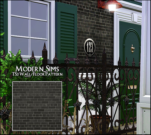 Sims 3 — House Number: Gray Brick Wall (without) by Modern_Sims — by Modern_Sims