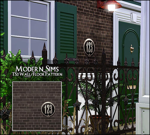 Sims 3 — House Number: Brown Brick Wall by Modern_Sims — by Modern_Sims