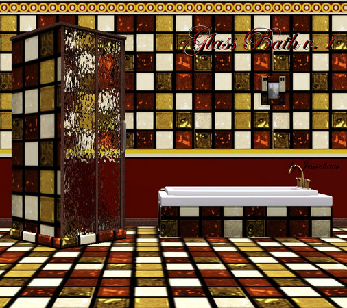 Sims 3 — Glass bath - hot n' spicy by Jessichaos — Translucent glass-look tile in warm, spicy hues. Random colour