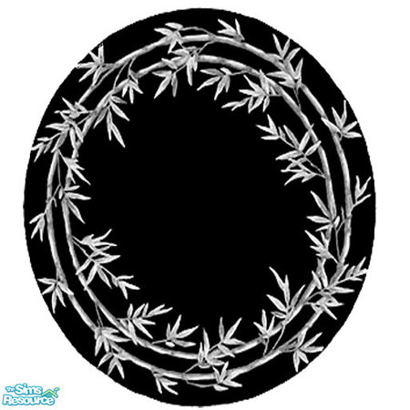 Sims 2 — Bali Bathroom Black Oval Rug by cat3cm —  A black oval rug with a white design for the Bali Bathroom Set.