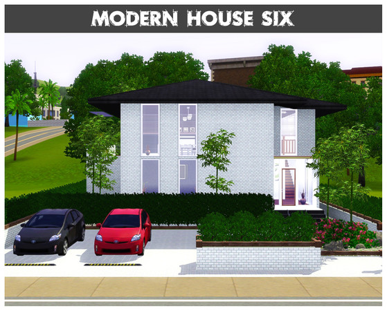 Sims 3 — Modern House Six by sandrakorb — This modern home has a small decked area at the back with seating and a