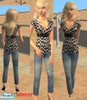 Sims 2 — BLACK AND WHITE POKADOTS  WITH JEANS by willow32127 — I USED Mesh 014 by NataliS 