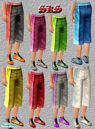 Sims 2 — TMBS_SKS_Board-Set by 71robert13 — Mid calf length shorts in 8 colors paired with \"candy\" Adidas.