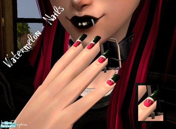 Sims 2 — Melon Nails - by Physia by Physia — Here are my new nails... look like watermelon :D hope u like it :)
