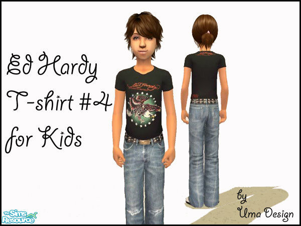 Sims 2 — Ed Hardy T-shirt for Kids-4 by Uma Design — Punk up your little boys and girls with a tattoo t-shirt from Ed
