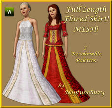 Sims 3 — NSC Clothing Mesh - Full Length Flared Skirt by Neptunesuzy — Your Simmies will Love this Full Length Flared