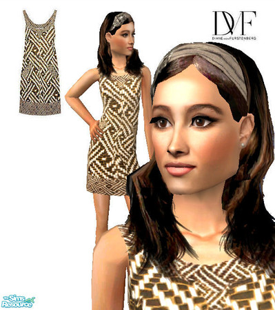 Sims 2 — Diane von Furstenberg Cookie Silk Jersey Dress for teens by ancsie18 — Diane von Furstenberg Cookie Silk Jersey
