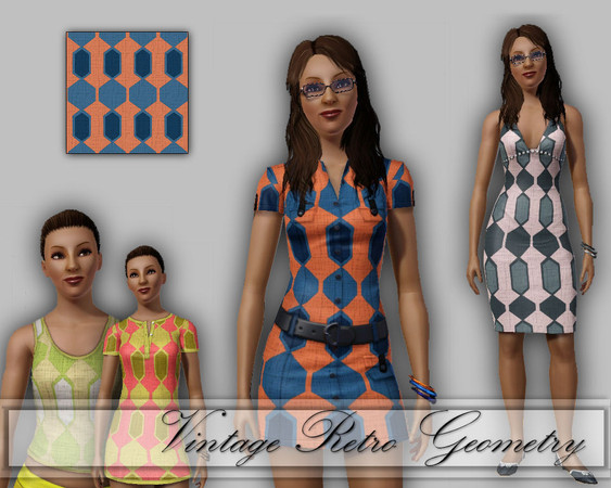 Sims 3 — CD_Vintage Retro Geometry by TSR Archive — Retro pattern inspired from a wallpaper from 1970