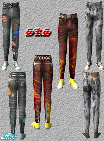 Sims 2 — TMB_SKS_Skinny_Alt-Set by 71robert13 — 3 skinny pants with unusual patterns for teen males. ith this set you