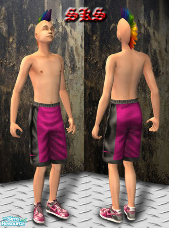Sims 2 — TMBS_SKS_Knee_Sport-Garnet by 71robert13 — Garnet tone satin knee length Nike shorts, With black side panels