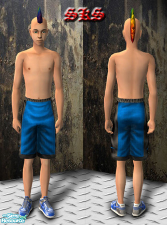Sims 2 — TMBS_SKS_Knee_Sport-Saphire by 71robert13 — Saphire Blue satin knee length Nike shorts, With black side panels