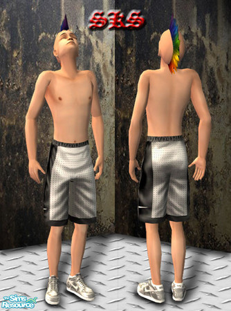 Sims 2 — TMBS_SKS_Knee_Sport-White by 71robert13 — White satin knee length Nike shorts, With black side panels &